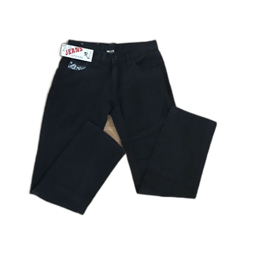 MSN Fashion Jeans Black Size 32 Waist Patch Embellishment 5 Pockets Zip Fly City